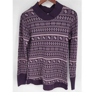 Columbia Purple High Neck High Peak Jacquard Fair Isle Sweater Women's L